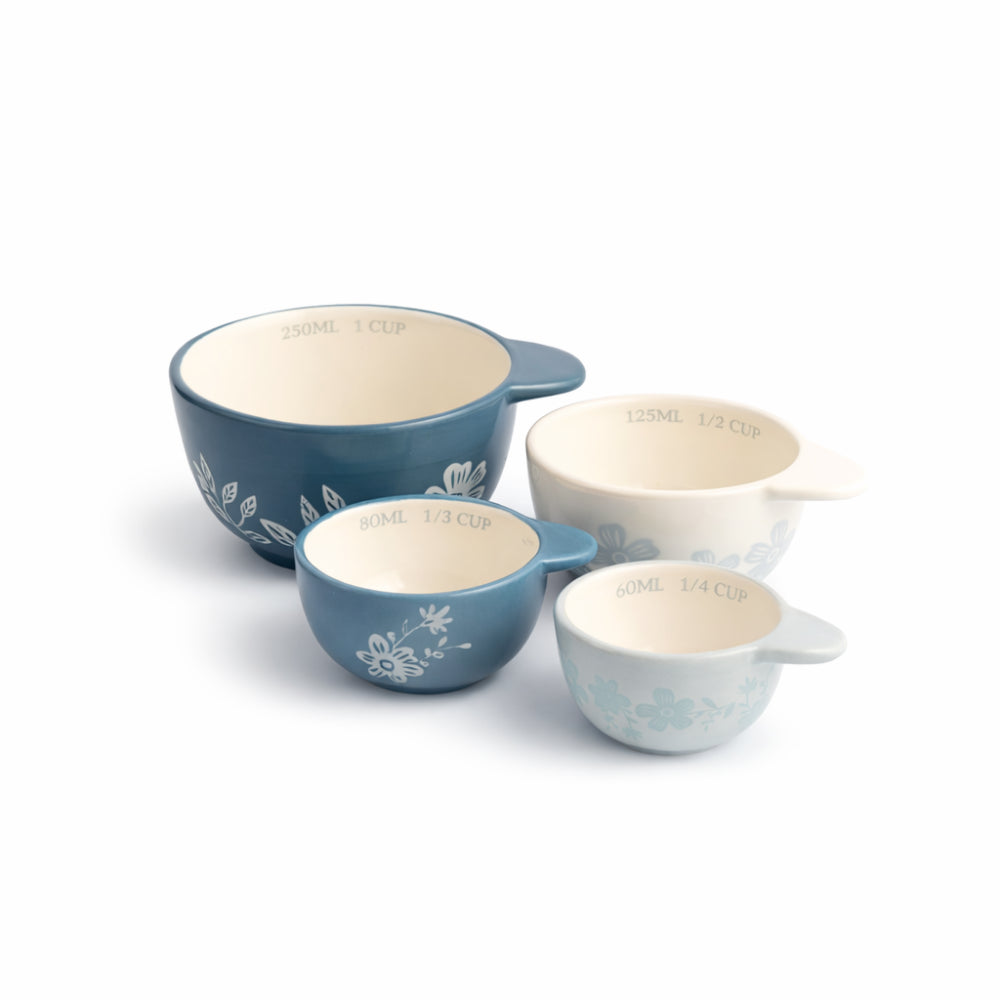 Lake House Collection Ceramic Measuring Cups - BLUE BLOOMS